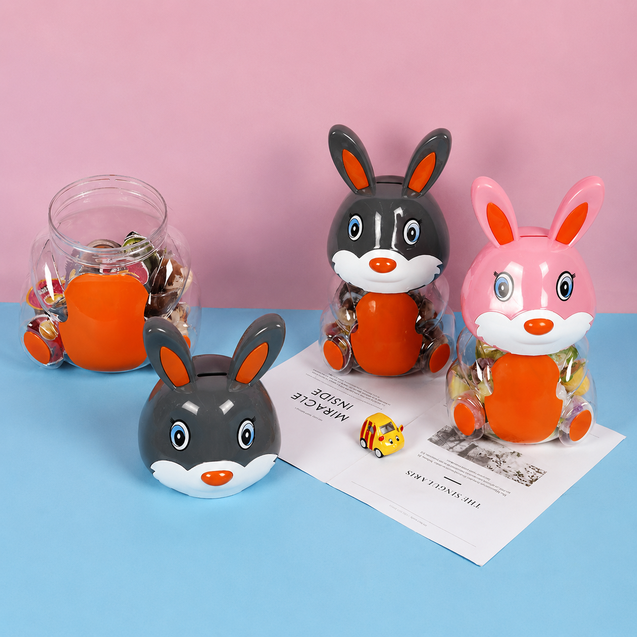 Reusable Food-Grade PP + PET Plastic Cartoon Storage Jar