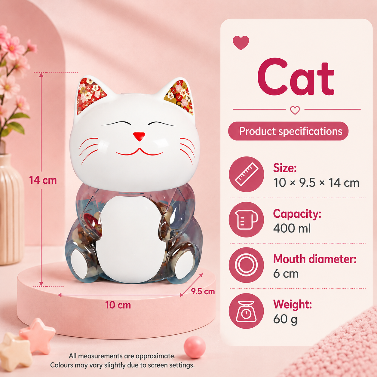 Reusable Food-Grade PP + PET Plastic Cartoon Storage Jar