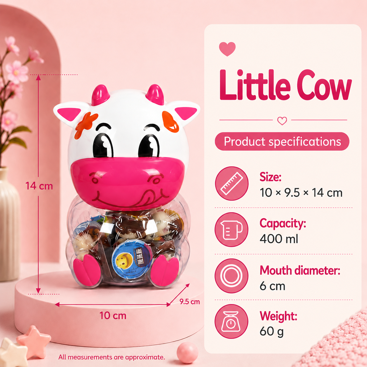 Reusable Food-Grade PP + PET Plastic Cartoon Storage Jar