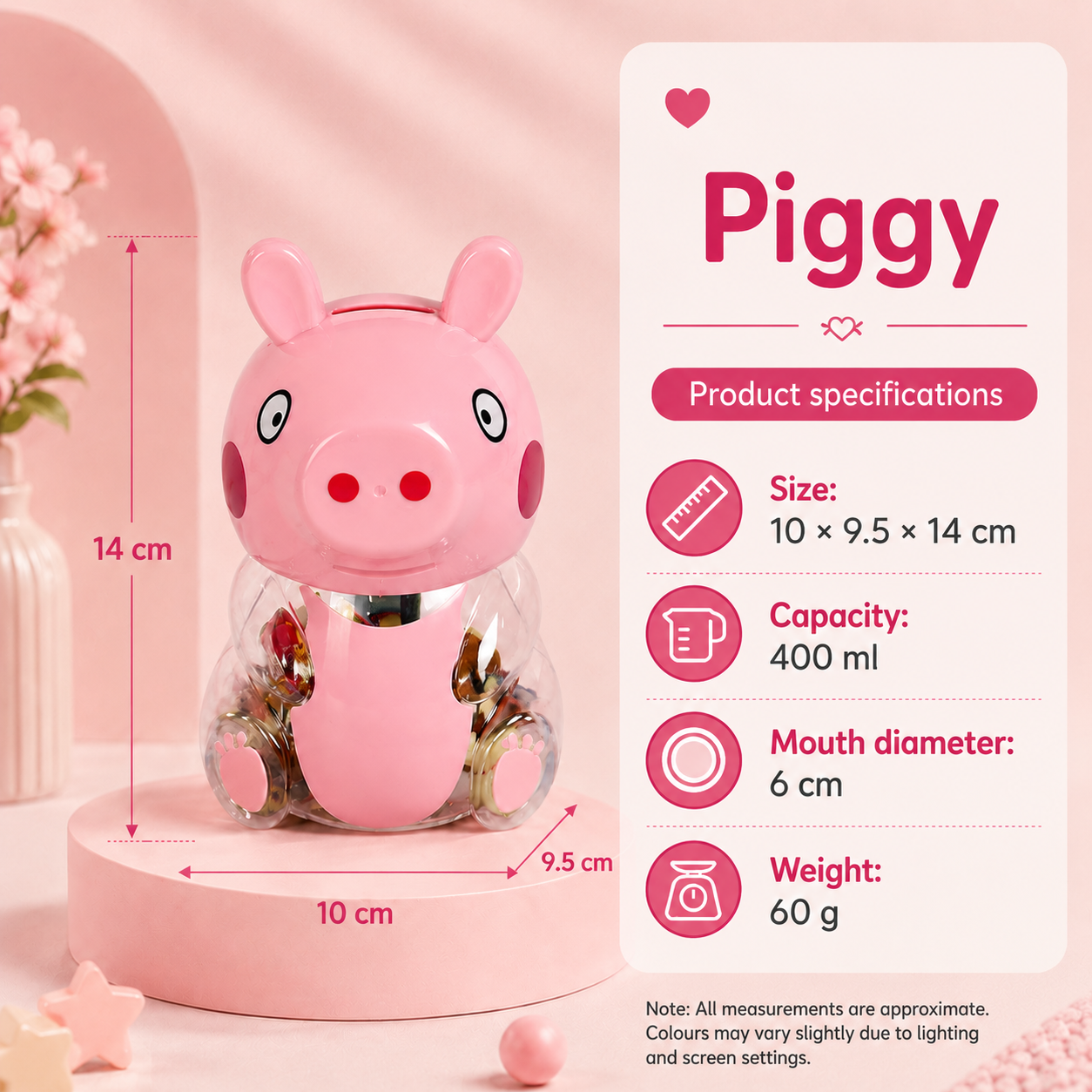 Reusable Food-Grade PP + PET Plastic Cartoon Storage Jar