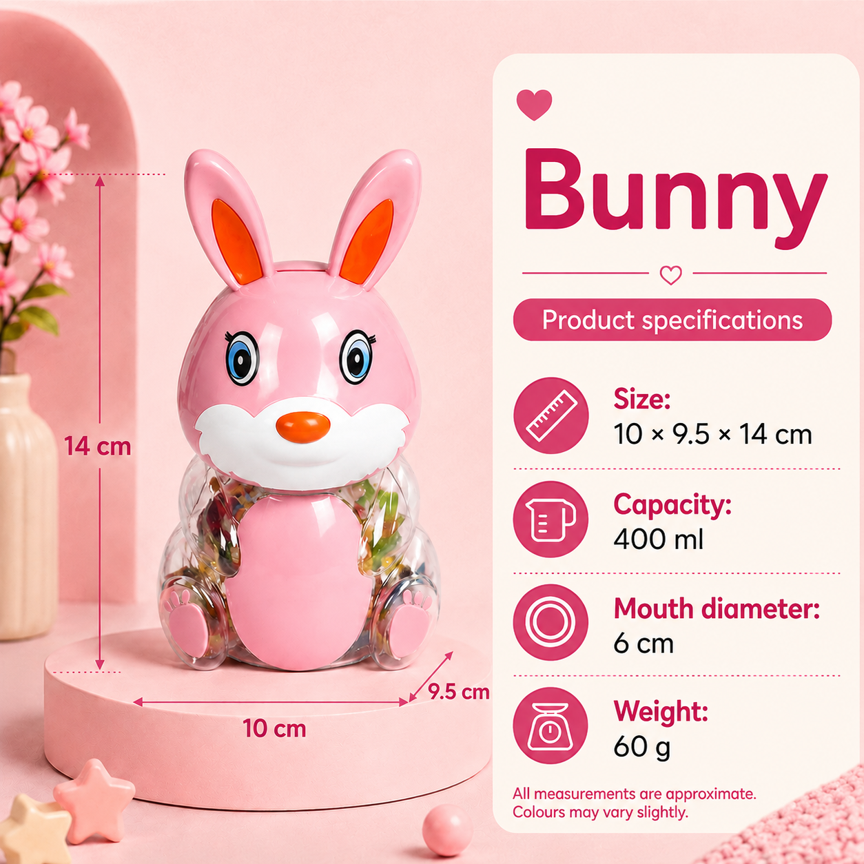 Reusable Food-Grade PP + PET Plastic Cartoon Storage Jar